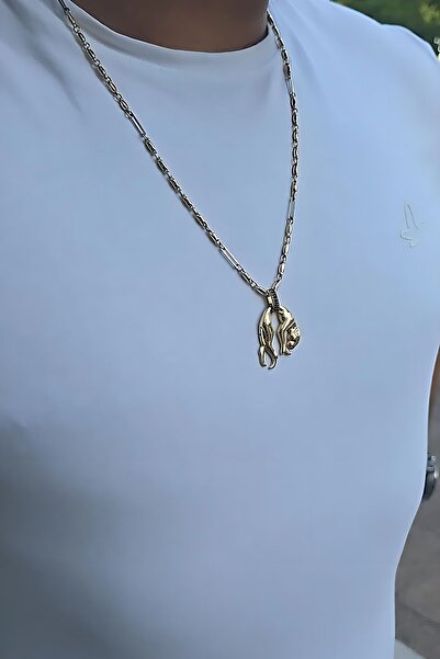 Utku Kuyumculuk 14 AYAR ÖZEL TASARIM İTALYAN PANTER KOLYE UÇLU ALTIN KOLYE