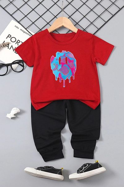 uyguntarz Children's Smile Emoji Top - Top Tracksuit Set