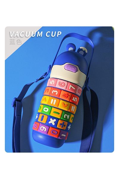 CNSZ 6-12 Hours Heat Protected Children's Water Bottle and Thermos with Stainless Steel Strap - Training Rotating Numbers