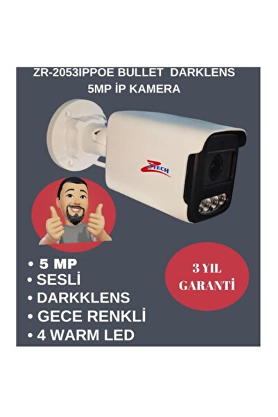 Fark Teknoloji ZR-2053 İP POE BULLET 4 WARM SESLİ ARAYLED 3.6MM DARKLENS 5MP İP KAMERA