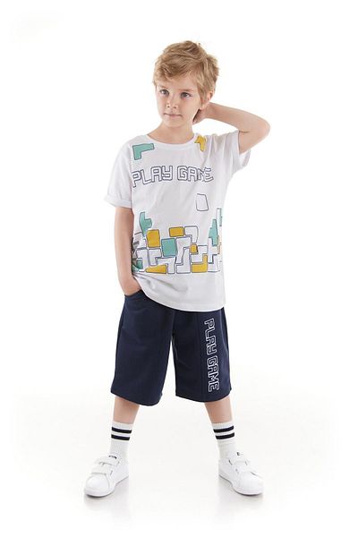 AHENGİM Costum băieți Play Game imprimat Capri de sus și de jos Set Trend Bumbac Ak2519