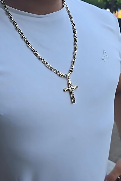 Utku Kuyumculuk 14 AYAR ÖZEL TASARIM İTALYAN HAÇ KOLYE UÇLU ALTIN KOLYE