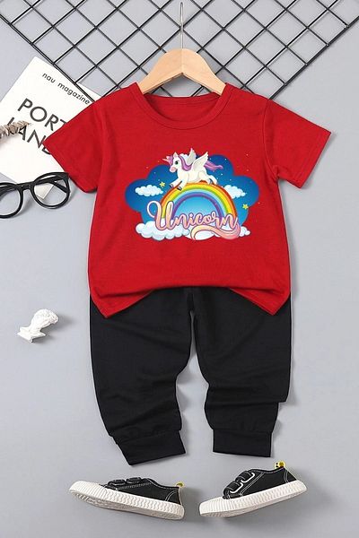 uyguntarz Kids Unicorn Bottom - Top Tracksuit Set