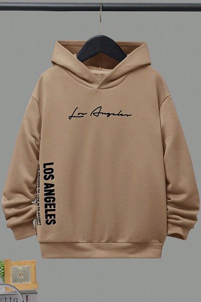 uyguntarz Sweatshirt mit Aufdruck „Los Angles“ für Jungen und Mädchen mit bequemer Passform