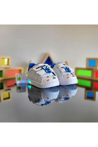 elma bebe Ortopedik Işıklı Tavşan Figürlü Hafif Rahat Yumuşak Esnek İlkadım Unisex Çocuk Sneaker Spor Ayakkabı