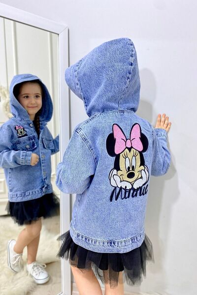 ELAFOR Κεντητό τζιν μπουφάν με κουκούλα για κορίτσια Τζιν παλτό για κορίτσια