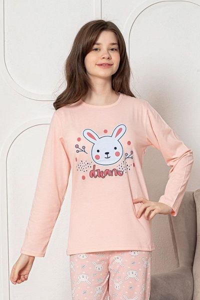 Farya Home Patterned Long Sleeve Cotton Girl's Pajama Set