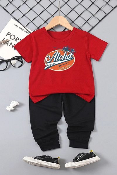 uyguntarz Sunny Kids Aloha Tracksuit Set - Bottom and Top Set