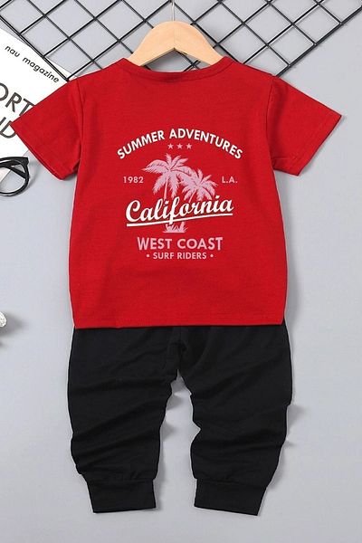 uyguntarz California Printed Summer Kids Tracksuit Set