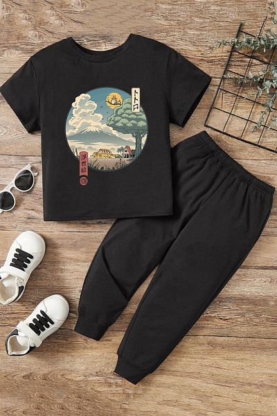 uyguntarz Interessantes Ukiyo-Trainingsanzug-Set - Summer Kids Neighbor's