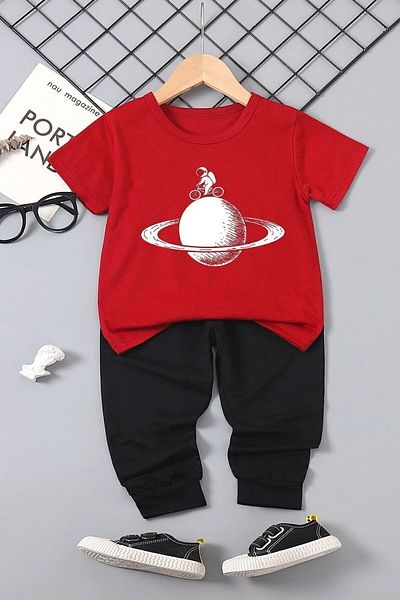 uyguntarz Kids Astronaut Rides Bottom - Top Tracksuit Set