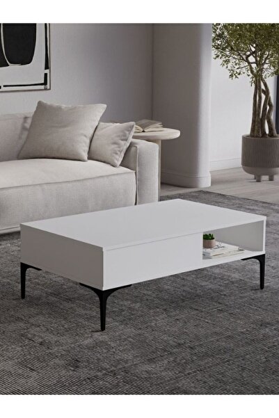 Regisan Orta Sehpa Masa Salon Sehpası Hilal Model 90x50x35 Beyaz