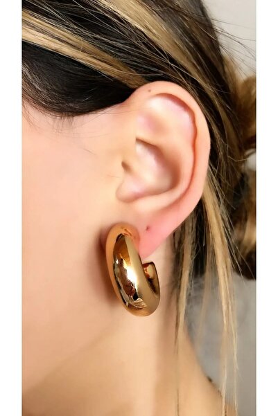 MRK Altın Kaplama Kalın Halka Kadın Küpe