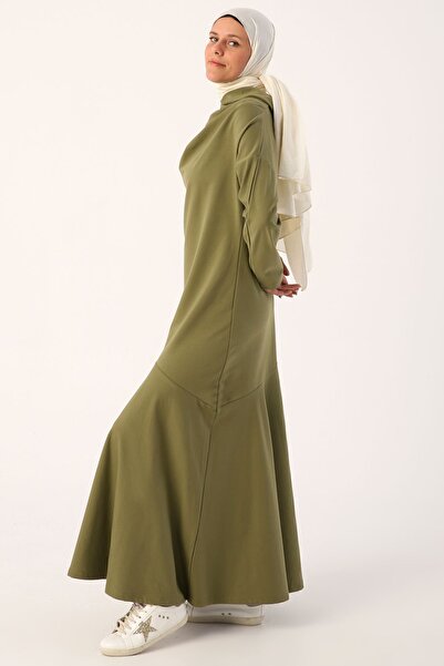 ALLDAY Відкрита хакі сукня з капюшоном і коміром-дегаже