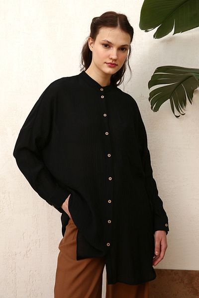ALLDAY Black Pocketed Collar Shirt Tunic