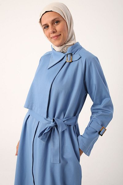 ALLDAY Dunkelblaue Windjacke mit Gürtel und Reißverschluss