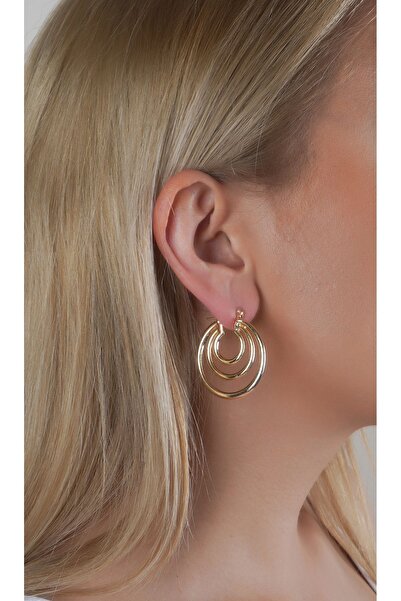 MRK Iç Içe Halka Vintage Kadın Küpe