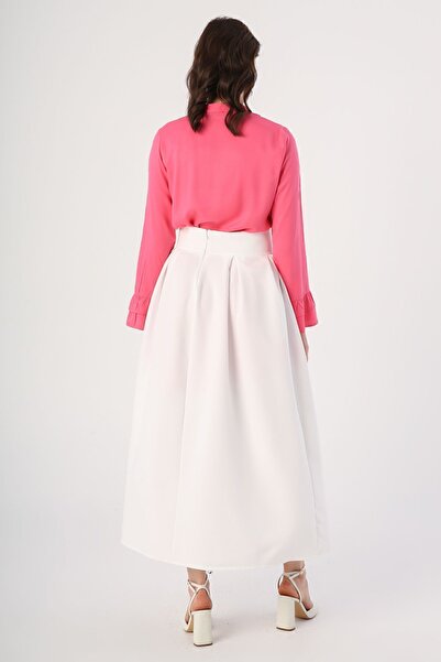 ALLDAY White Comfortable Pleated Zipper Skirt
