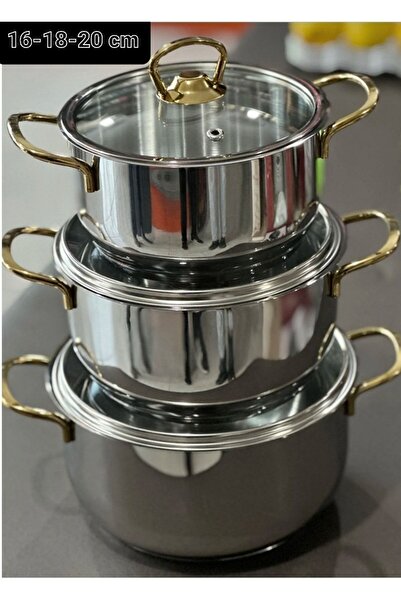 Sole Samira gold tencere seti 16-18-20 cm