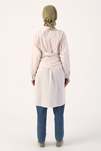 ALLDAY Light Pink Belted Comfortable Fit Shirt Tunic