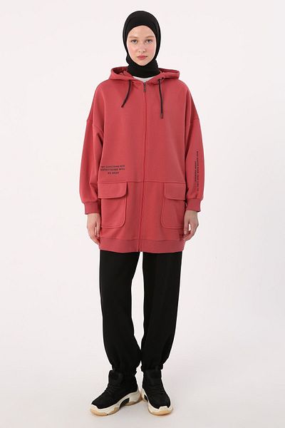 ALLDAY Ζακέτα με ροζ τσέπη με κουκούλα Oversize