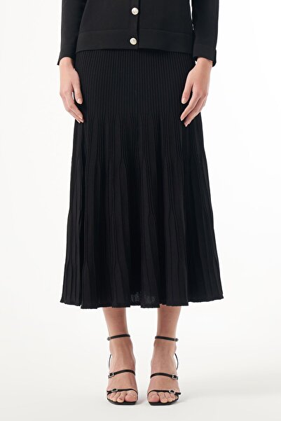 Nuss Μαύρη Mercerized Knitwear Κοτλέ ΜΟΝΗ Φούστα 1300