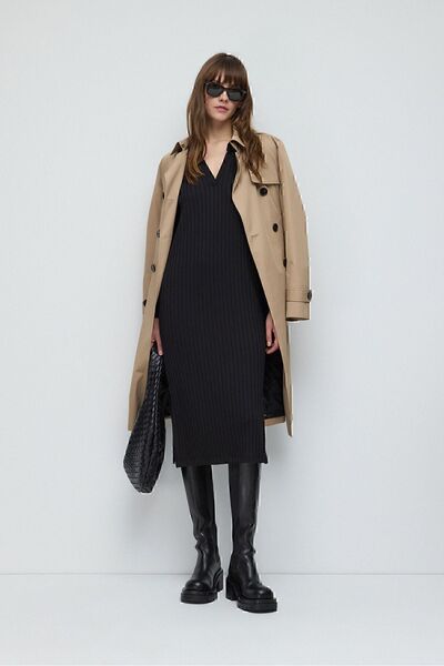 No Matter What Polo Neck Long Sleeve Corduroy Dress