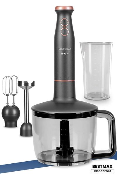 GOLDMASTER Bestmax Anthracite Large Chamber 1500w Stainless Steel 3in1 Multi Blender Set