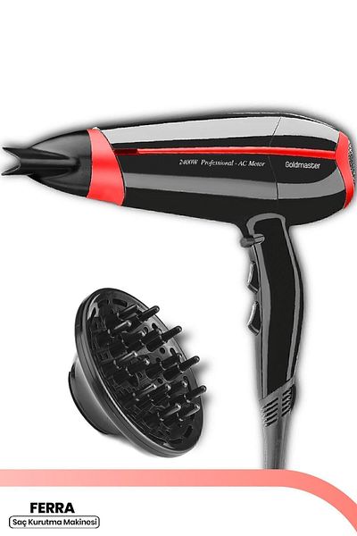GOLDMASTER Ferra Professional 2400 Watt AC Motor Hair Dryer Blow Dryer with Diffuser