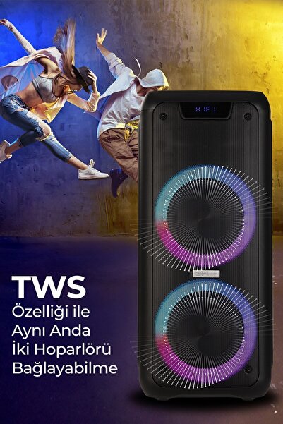 GOLDMASTER Radyolu Işıklı Şarjlı Bluetooth Speaker Hoparlör Party Box