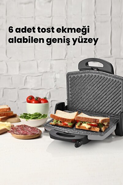 GOLDMASTER Gurmex Silver 1750 Watt Granit Çıkarılabilir Plakalı 5 Kademe Isı Ayarlı Tost Ve Izgara Makinesi