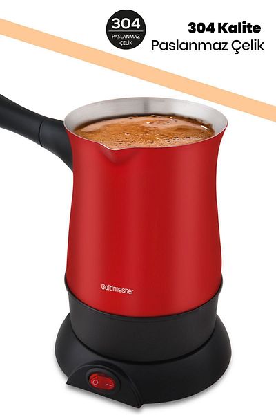 GOLDMASTER Falım Bright Red Stainless Steel 5-Cup Capacity Electric Coffee Pot
