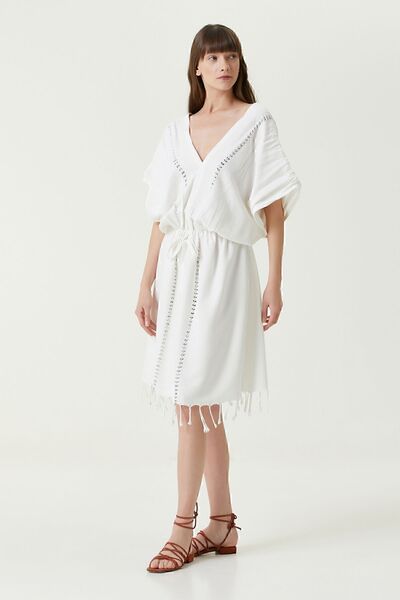 İrya Serene Long Beach Dress - Turquoise Knitted Openwork