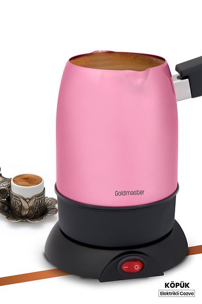 GOLDMASTER Foam Pink Double Mouth Stainless Steel Electric Coffee Pot