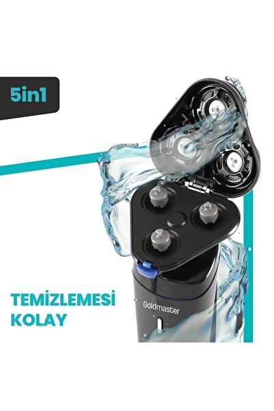 GOLDMASTER Zero Şarj Standlı Oynar Başlıklı Islak Kuru 5 In 1 Sıfır Tıraş Makinesi Ve Erkek Bakım Seti Gm8141