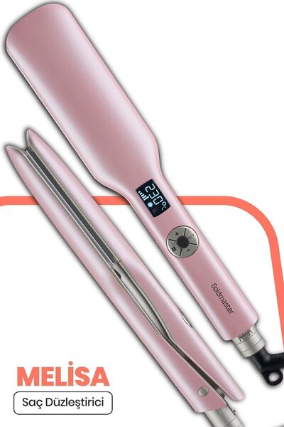 GOLDMASTER Melisa Digital Display Tourmaline Ceramic Thick Plate Ionic Hair Straightener Pink