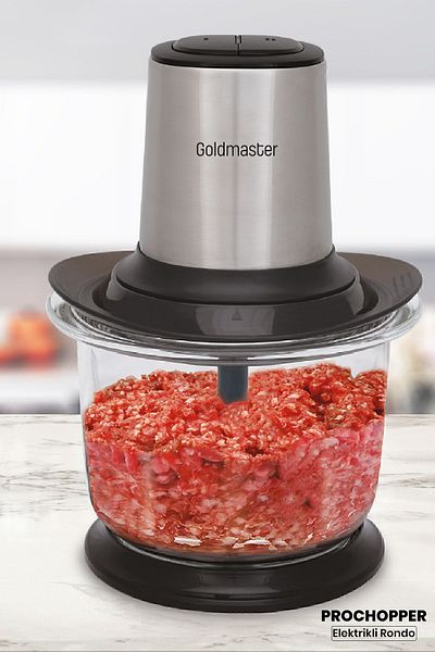 GOLDMASTER Prochopper 1.5 Lt Large Glass Bowl 2 Level Adjustable 4 Blade Inox Rondo Chopper Gm7277