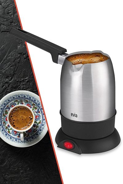 Evia Magnificent Inox 850 Watts Double Mouth Stainless Steel Electric Coffee Pot