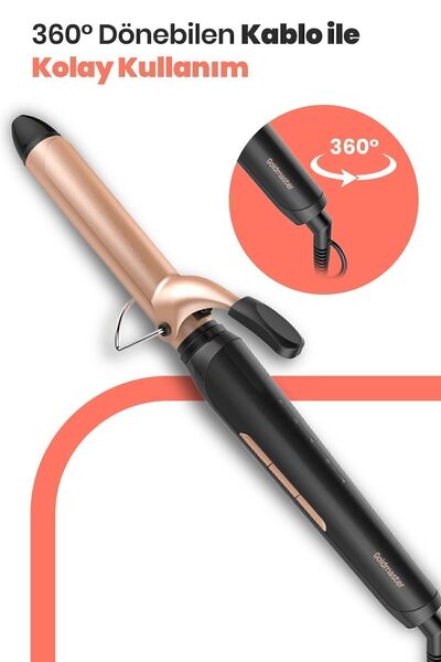 GOLDMASTER Procurly Ceramic Plate 360 Degree Rotatable Cable Hair Styling Tongs