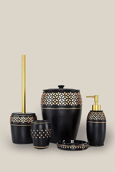 İrya Eva 5 Piece Bathroom Set Black