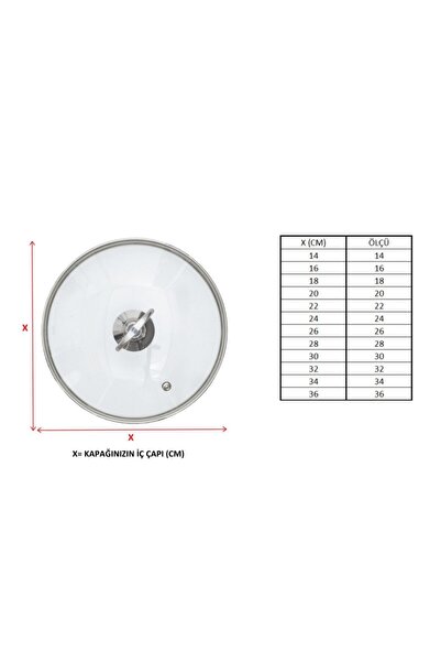 UGURLU GLASS Tencere Cam Kapak 26 Cm