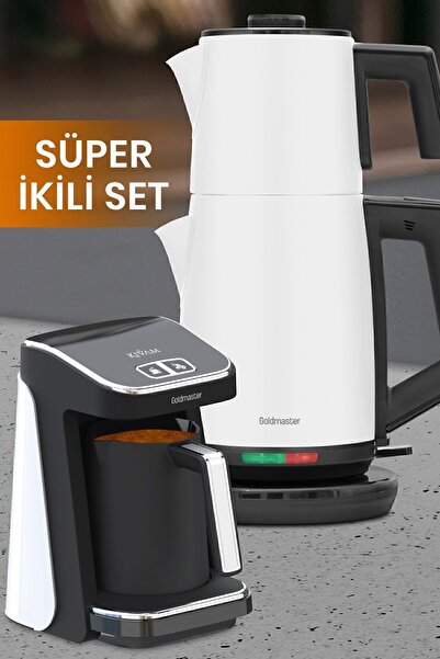 GOLDMASTER Süt Beyaz Elektrikli Mutfak Çeyiz Seti 2 Li Evlilik Paketi