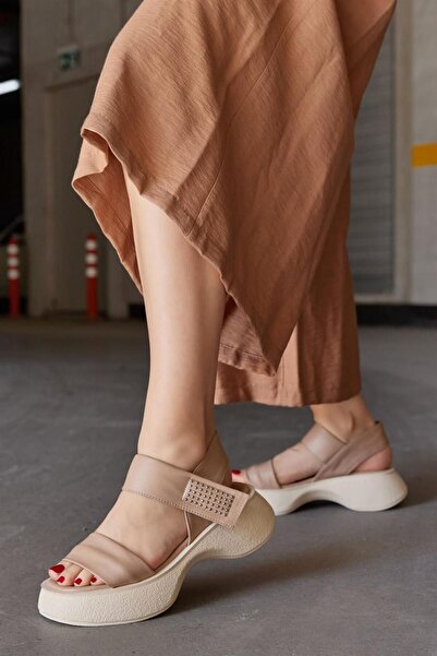 NILUFARR Maddy Nude Genuine Leather Women's Sandals