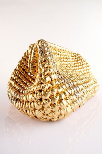 SU SHOE BOUTIQUE Kadın Altın Deri İp Pouch Çanta