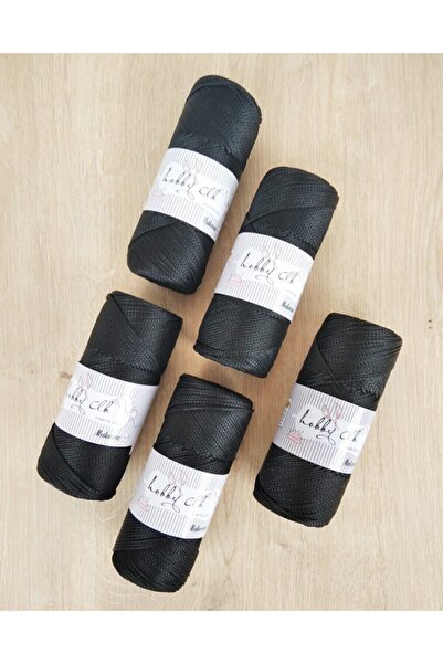 TıkTık AL Hobby Clb 5'li Makrome Polyester Hobi Ipi Siyah 100gr X 5 Adet