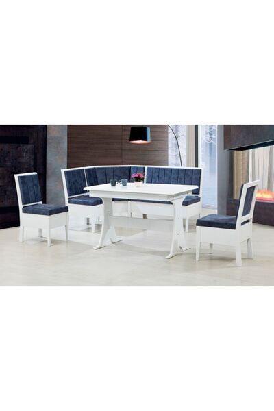 CaddeYıldız Riva Mutfak Köşe Takımı Beyaz - Gri