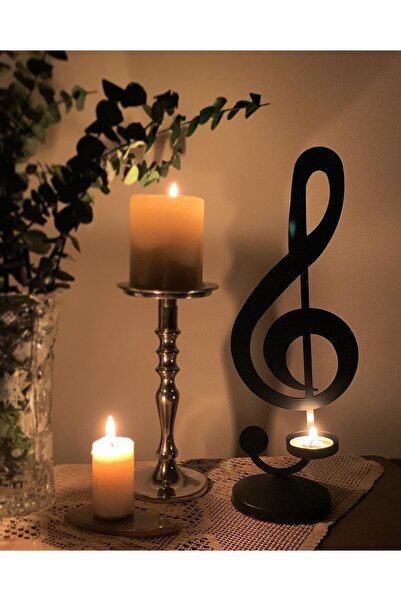 sametalworks 35 cm Metal Masaüstü Sol Anahtarı Metal Mumluk