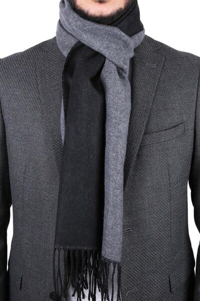 Kravatkolik Gri - Siyah Erkek Kaşkol K207