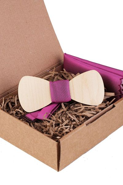 Kravatkolik Pink Wooden Bow Tie Ahp417