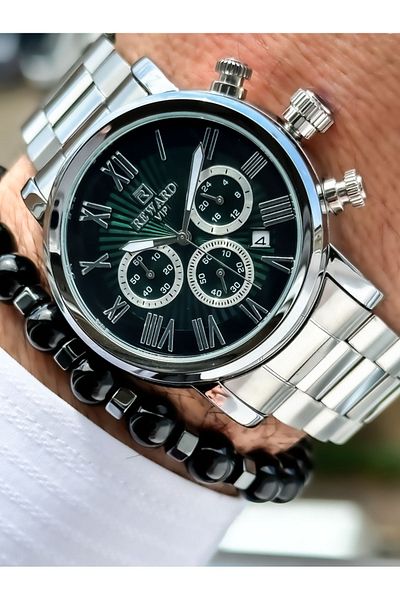 Reward Black Color, Steel Cord, Functions Activated, Special Lock System, Men's Wristwatch Bracelet Rosary